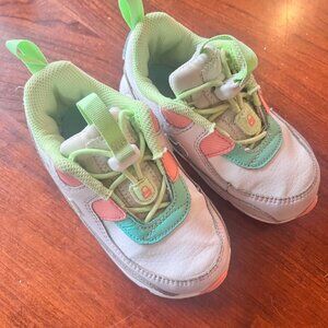 Toddler Nike Air Max Shoes Size‎ 7.5 With Neon Green & Coral Accents